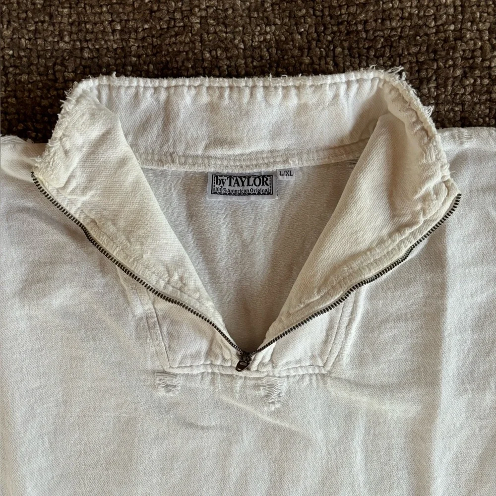 Vintage Distressed Cotton 1/4 Zip Pullover - Picture 2 of 14